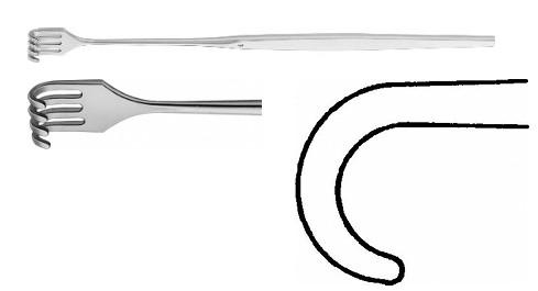 ГАЧОК 4-ЗУБ. ТУП. T МАЛ. ВИГНУТ. 165MM